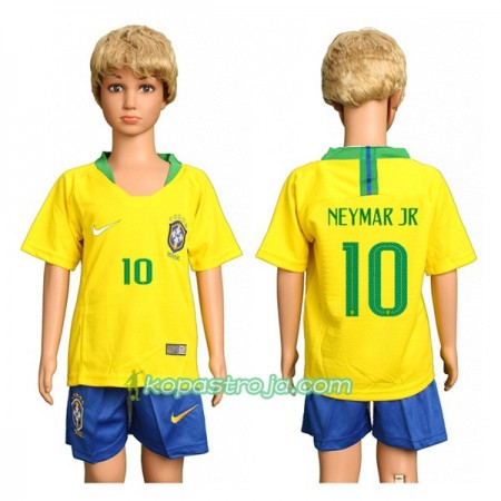 Billiga Fotbollströjor Brasilien Neymar Jr 10 Barn VM 2018 Hemma tröja